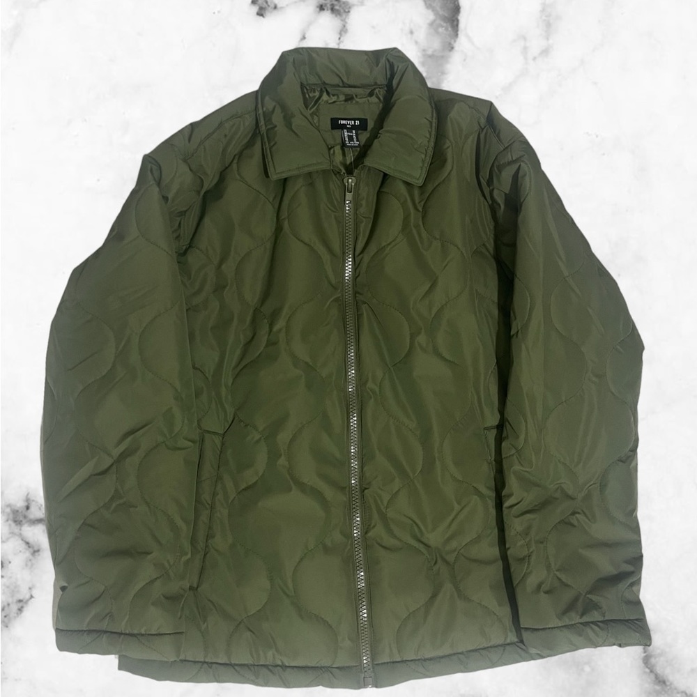Green puffer jacket
